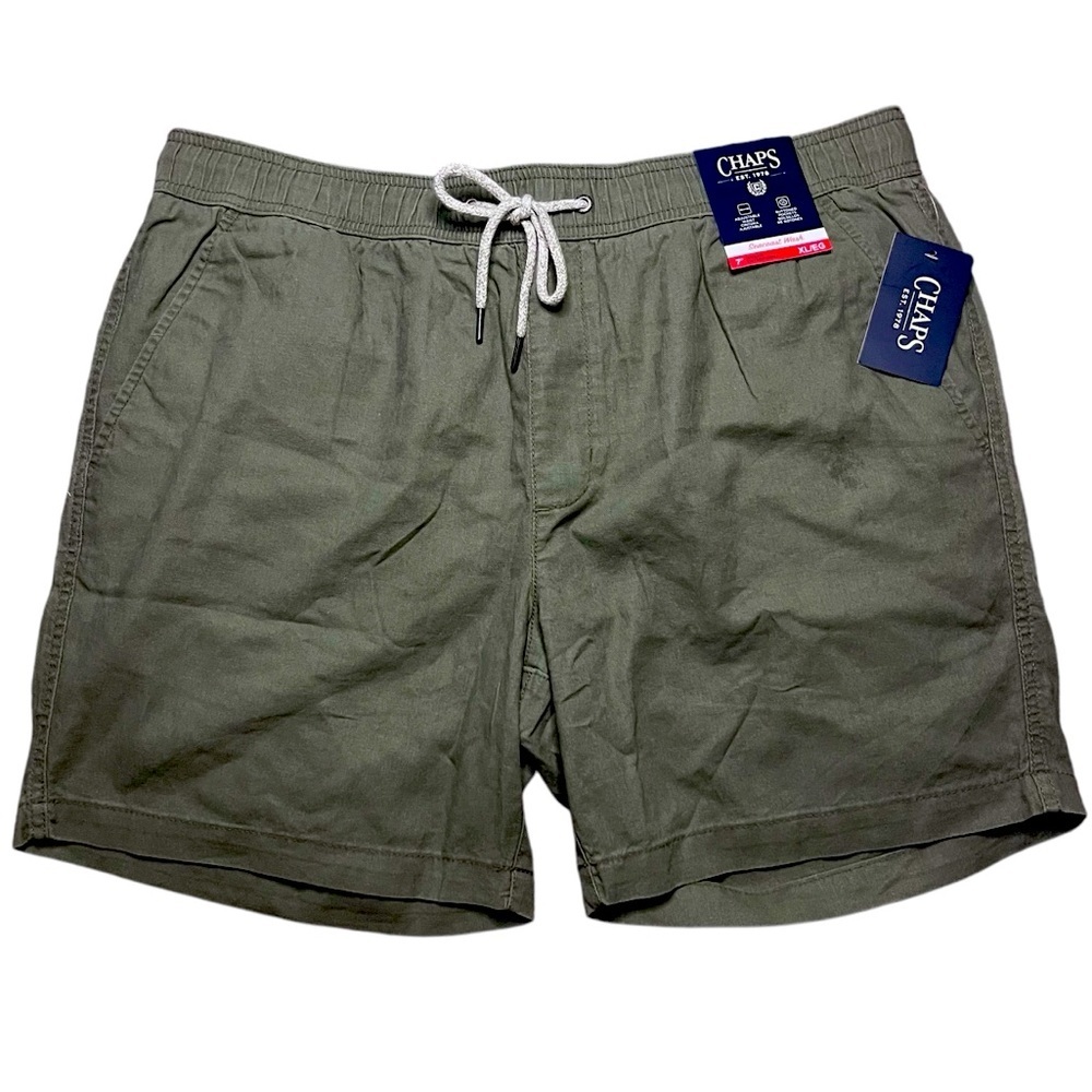 Chaps Seacoast Wash 7” Linen Blend Pull On Shorts, Size XL